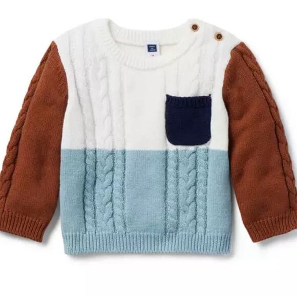 Janie and‎ Jack Baby Colorblocked Cable Knit Sweater 0-3 Months - Picture 1 of 6
